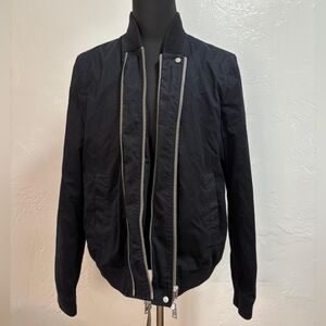 All Saints Black Bomber Jacket with Silver Accents